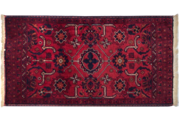 Afghan Belgique Khal Mohammadi 100x50 Handgeknüpft Teppich 50x100 Braun Geometrisch