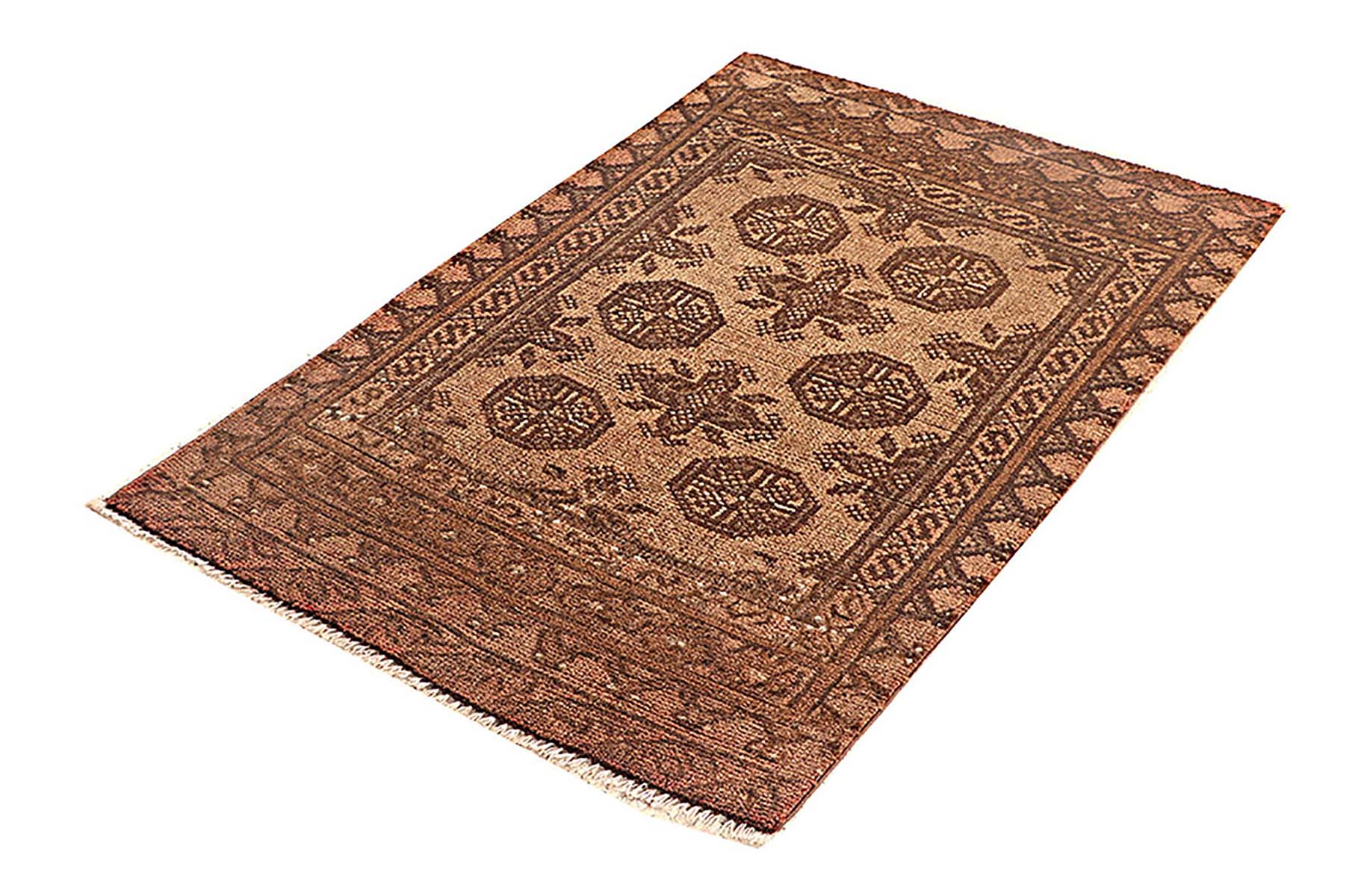 Afghan Aqcha carpet 80 x 120 hand-knotted brown geometric Orient short pile j 
