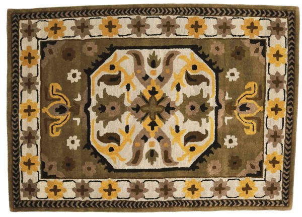 Short pile carpet Heriz 160x230 brown medallion handmade handtuft modern