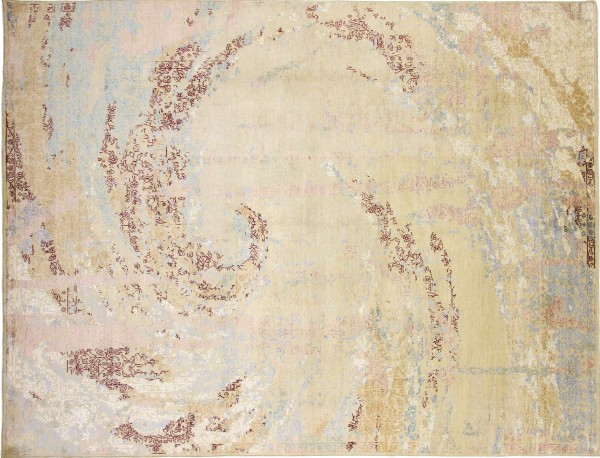 Modern carpet 250x300 hand-knotted beige abstract oriental UNIKAT short pile