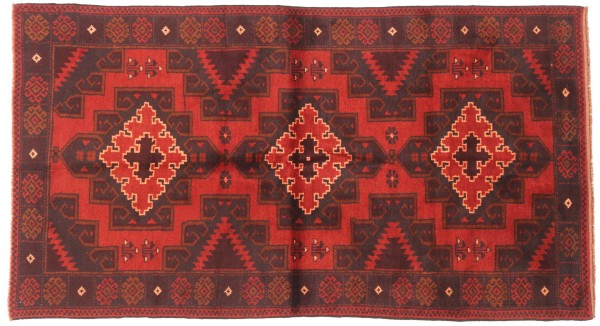 Belutsch Baluch Teppich 100x190 Handgeknüpft Rot Geometrisch Orientalisch UNIKAT