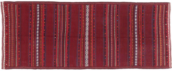 Afghan Kilim Soumakh Ghalmuri Rug 110x290 Handwoven Runner Brown Stripes