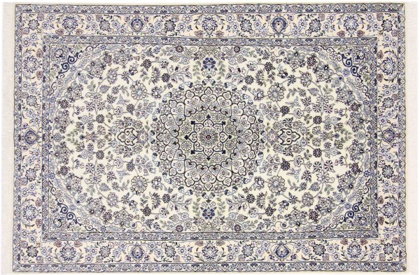 Persian carpet Nain 9LA 140x200 Hand-knotted Dark Blue Floral Oriental UNIKAT