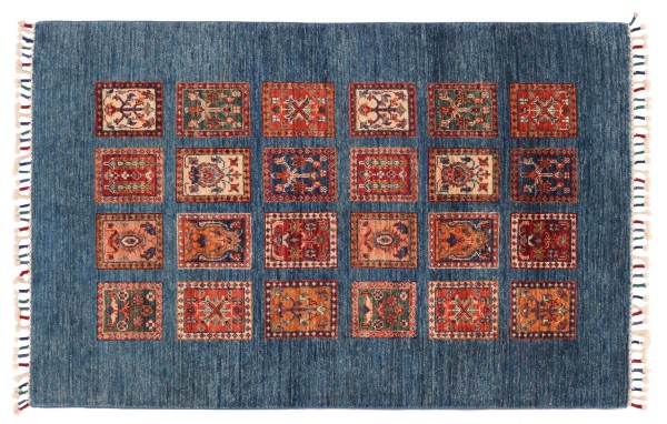 Bakhtiar carpet 100x150 hand-knotted blue field pattern oriental UNIKAT short pile