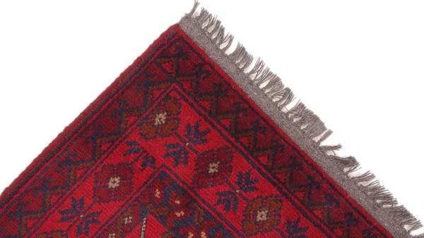 Afghan Teppich Khal Mohammadi 50x150 Handgeknüpft Läufer Braun Geometrisch Orientalisch