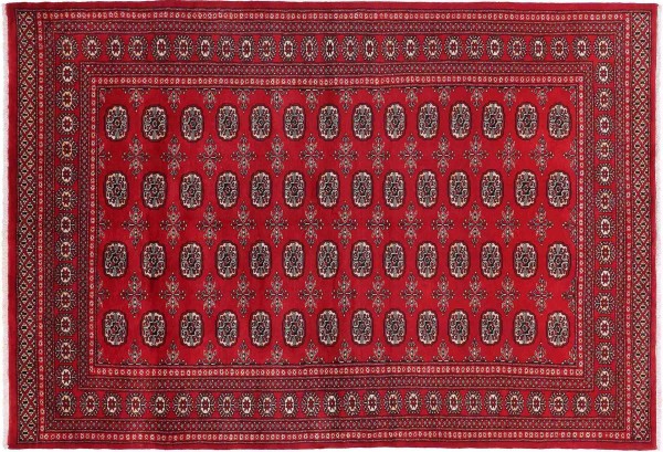 Pakistan Buchara Teppich 180x270 Handgeknüpft Rot Geometrisch Orient Kurzflor