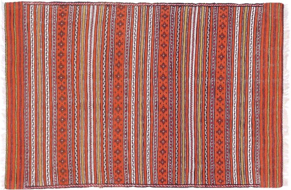 Afghan Kilim Soumakh Ghalmuri Rug 80x120 Handwoven Orange Geometric Handmade