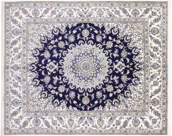 Persian carpet Nain Kashmar 250x300 hand-knotted dark blue medallion oriental