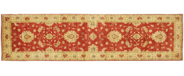 Afghan fine Ferahan Ziegler carpet 80x300 hand-knotted runner brown-red floral Orient