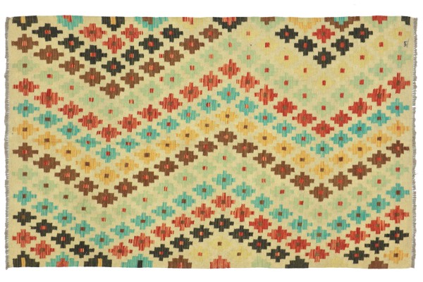 Afghan Maimana Kelim Bunt 150x200 Handgewebt Teppich Bunt Geometrisch Orient