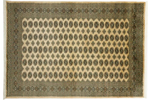 Pakistan Buchara 200x300 Handgeknüpft Teppich Beige Geometrisch Muster Kurzflor