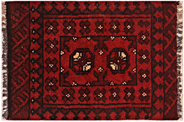 Afghan Aqcha Poshti Rug 40x60 Hand Knotted Red Geometric Orient Short Pile 6 