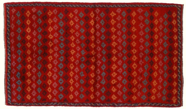 Gabbeh Teppich 120x200 Handgeknüpft Rot Gestreift Orientalisch UNIKAT Kurzflor