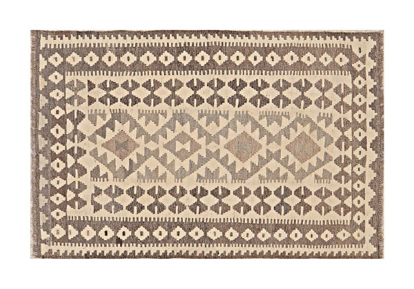 Afghan Kelim Old Style Natural Teppich 90x150 Handgewebt Beige Geometrisch Handarbeit