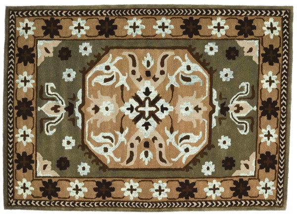 Short pile carpet Heriz 160x230 gray medallion handmade handtuft modern