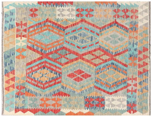 Afghan Maimana Kilim Rug 130x170 Handwoven Colorful Geometric Handwork Woven