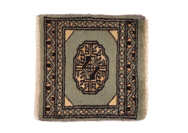 Pakistan Bukhara Carpet 30x30 Hand Knotted Square Gold Geometric 