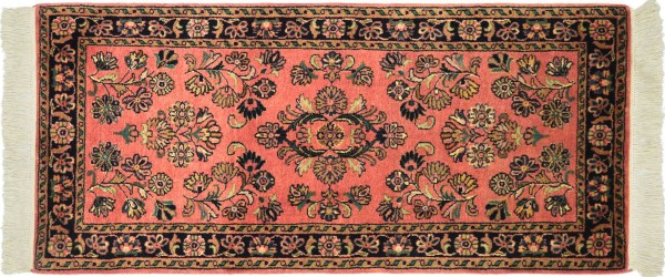 Sarough carpet 70x140 hand-knotted pink floral orient living room