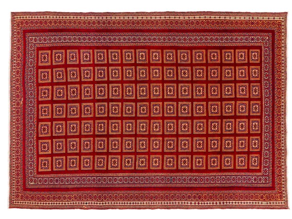 Afghan Kilim Bakhtiari Rug 200x300 Handwoven Red Field Pattern Handwoven