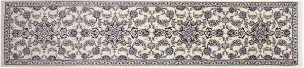 Persian carpet Nain Kashmar 80x400 hand-knotted runner white floral oriental UNIKAT