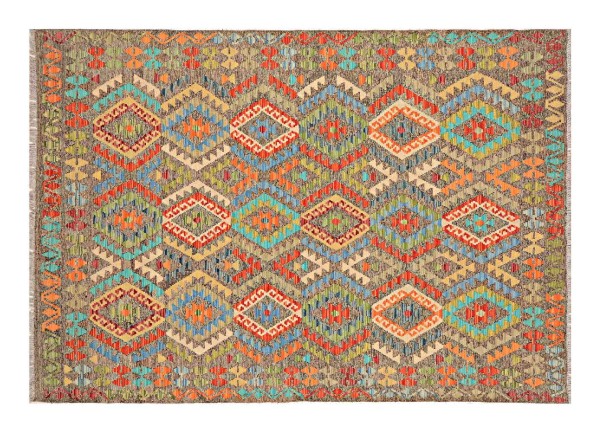 Afghan Maimana Kelim Teppich 180x250 Handgewebt Bunt Geometrisch Handarbeit Gewebt