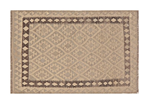 Afghan Kelim Old Style Natural Teppich 100x150 Handgewebt Beige Geometrisch Handarbeit