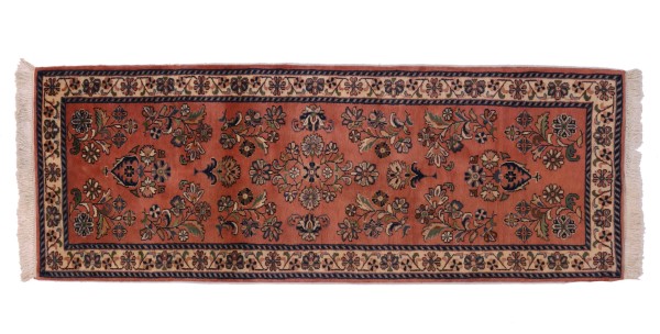 Sarough Teppich 70x200 Handgeknüpft Läufer Terracotta Floral Orientalisch UNIKAT