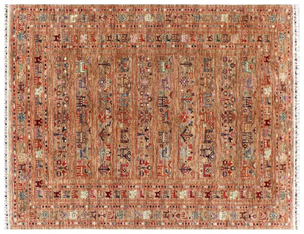 Afghan Ziegler Khorjin Carpet 80x120 Hand Knotted Beige Striped Orient b 