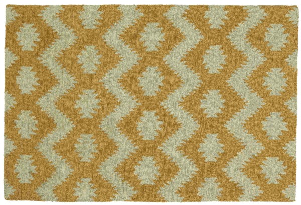 Handmade Wool Rug 120x180 Gold Patterned Hand Tufted Modern