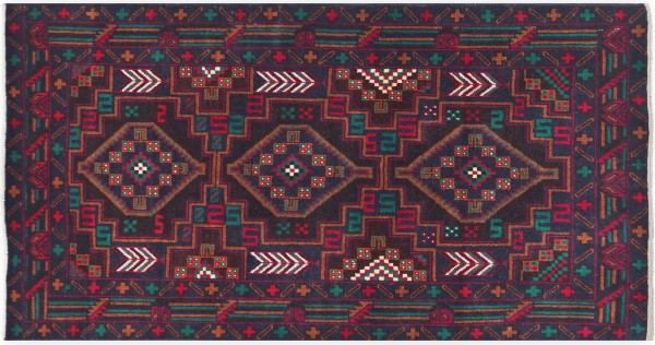 Afghan Fine Baluch Carpet 120x170 Hand Knotted Red Geometric Pattern Orient