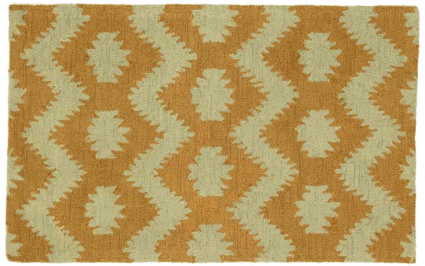 Wool carpet 90x150 gold patterned handcraft handtuft modern