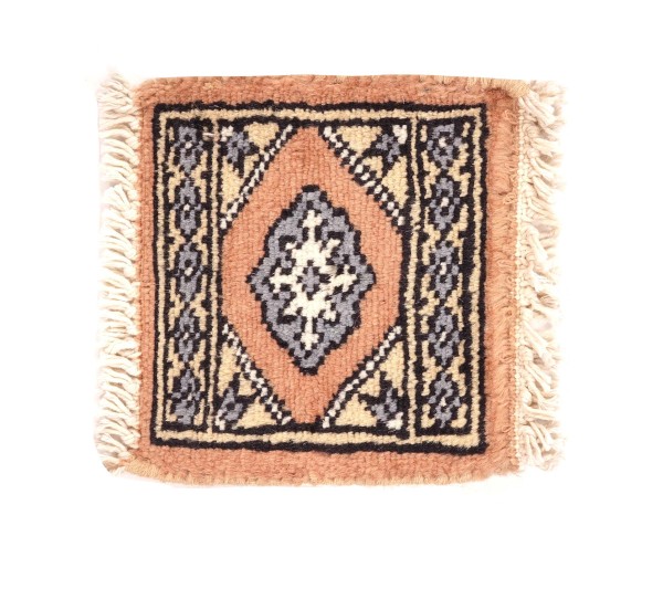 Pakistan Bukhara Rug Coaster 15x15 Hand Knotted Square Geometric Oriental