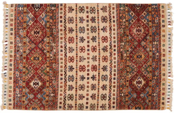 Ziegler Khorjin carpet 80x120 hand-knotted beige border oriental UNIKAT