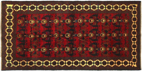 Afghan Baluch Baluch Rug 120x180 Hand Knotted Red Geometric Orient Short Pile