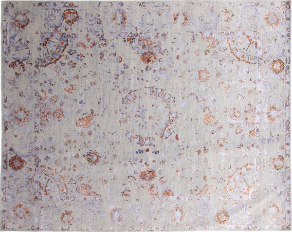 Moderner handgeknüpfter Teppich 250x300 Grau Floral Orientalisch UNIKAT Kurzflor