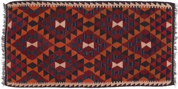 Kilim Afghan Maimana Rug 100x190 Handwoven Brown Geometric Handmade Zimmer