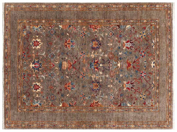 Afghan Ziegler Khorjin Ariana Rug 150x200 Hand Knotted Brown Floral Orient Short Pile