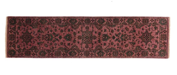 Chobi Ziegler carpet 80x300 hand-knotted runner pink floral oriental UNIKAT