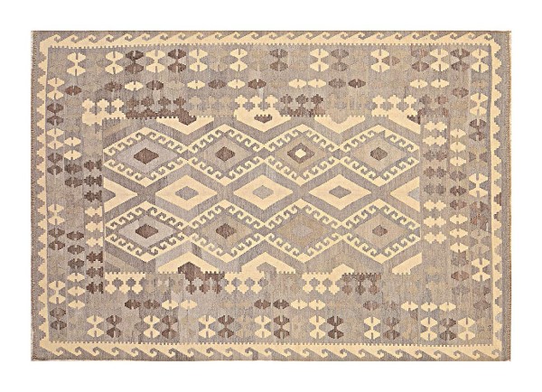 Afghan Kilim Old Style Natural Carpet 200x300 Handwoven Beige Geometric Handmade