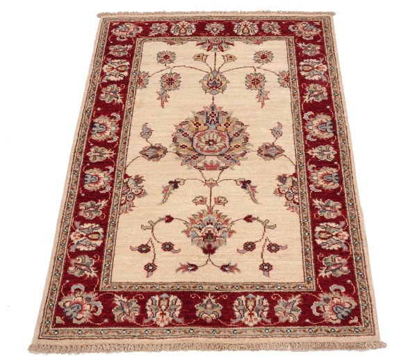 Chobi Ziegler carpet 80x120 hand-knotted beige floral oriental UNIKAT short pile
