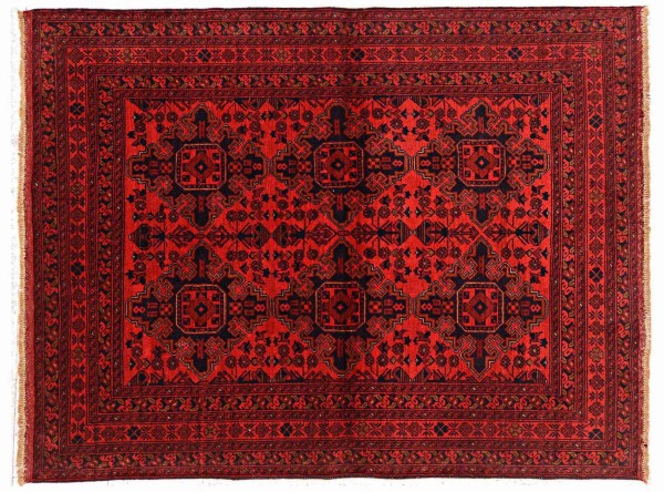Afghan Khal Mohammadi Rug 150x200 Hand Knotted Brown Geometric Orient Short Pile