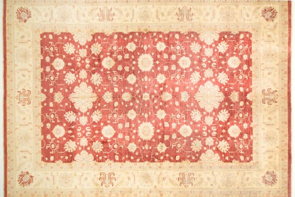 Afghan Chobi Ziegler 400x500 Handgeknüpft Teppich Rot Orientalisch Kurzflor