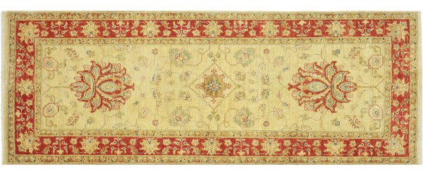 Afghan Feiner Ferahan Ziegler Teppich 60x180 Handgeknüpft Beige Floral Orient Kurzflor
