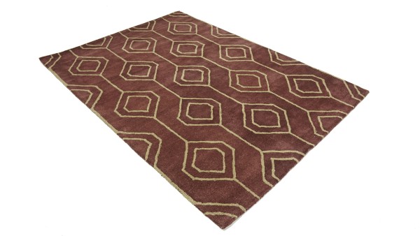 Teppich Handgefertigt 160x230 Braun Durchgemustert Handarbeit Handtuft Modern