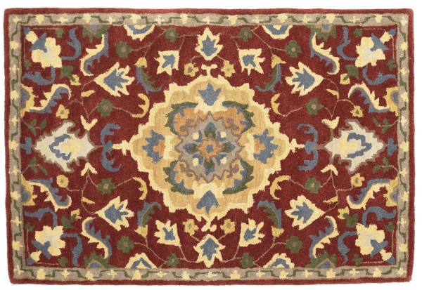 Teppich aus Wolle 120x180 Rot Medaillon Handarbeit Handtuft Modern