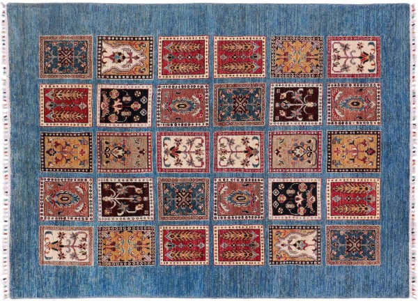 Afghan Ziegler Khorjin Bakhtiar Rug 170x240 Hand Knotted Blue Field Pattern Orient