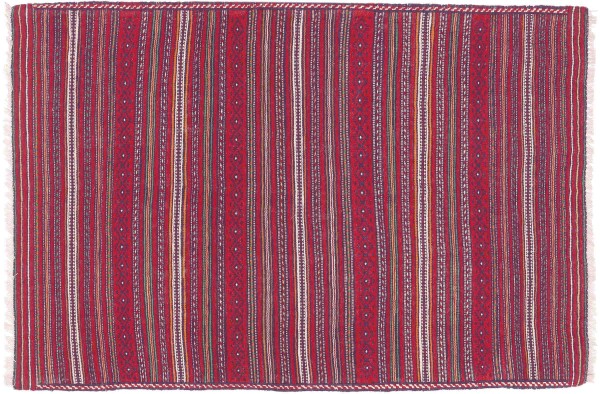 Afghan Kelim Soumakh Ghalmuri Teppich 90x140 Handgewebt Lila Geometrisch Handarbeit