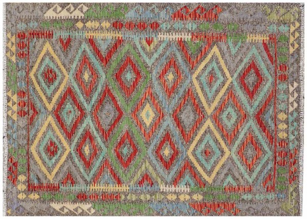 Afghan Maimana Kilim Rug 140x200 Handwoven Colorful Geometric Handwork Woven