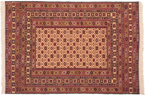 Afghan Mushwani Kelim 120x180 Handgewebt Teppich Mehrfarbig Geometrisch Muster
