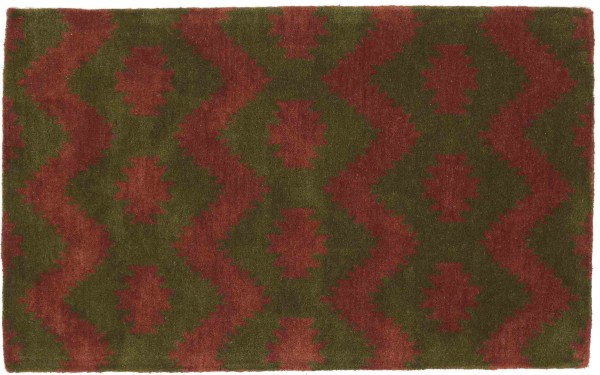Wool carpet 90x150 green patterned handcraft handtuft modern